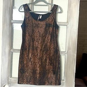 Tank Style Mini Dress Metallic Snakeskin Pattern Size Large